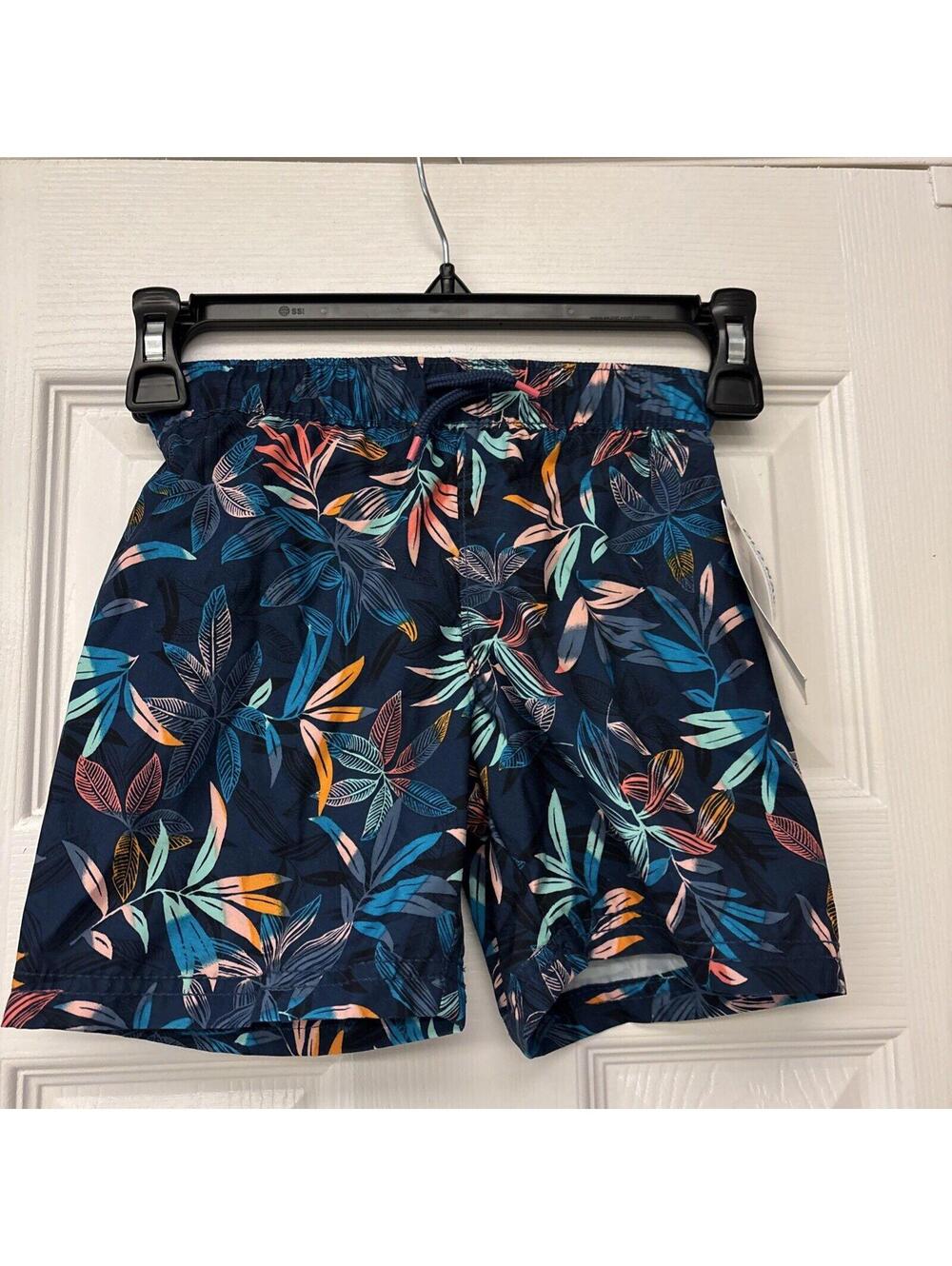 NWT Boys Old Navy Tropical Bermuda Floral Print Shorts Blue/Orange/Green Size 4T